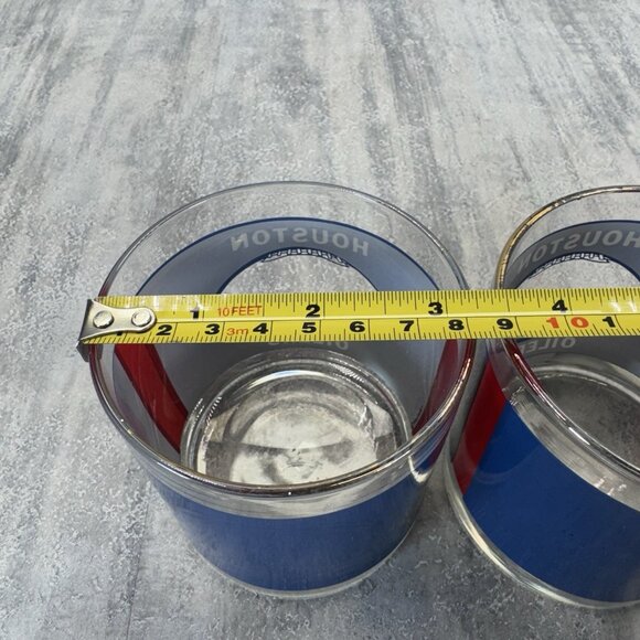 Pair of 1980's NFL Houston Oilers NFL Bar Glass Earl Campell Texans Vtg Gold Rim - Picture 9 of 9